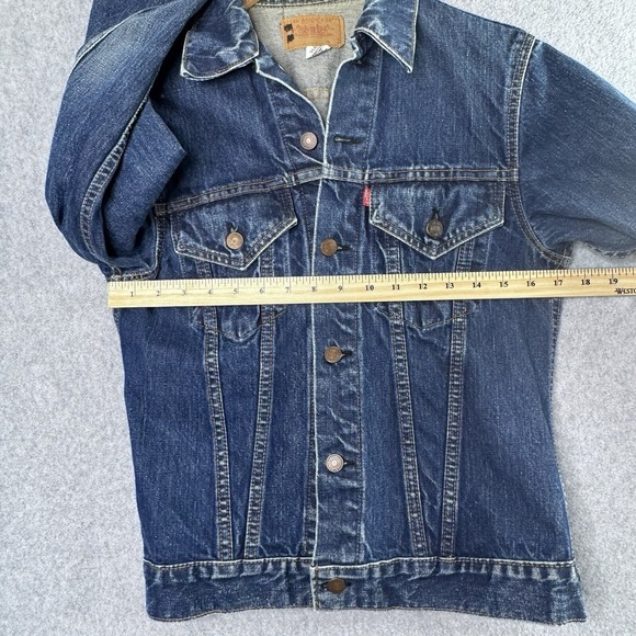 VTG 60s Levis Big E Type 3 Dark Wash Denim Trucker Jacket Button 525 Made in USA - Picture 11 of 14